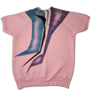 Vintage 80's Bassett Walker BW Pink Short Sleeve Sweatshirt Size M